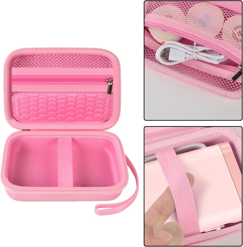 Comecase Case Compatible with Nelko P21/ for Phomemo D30 D35 Label Maker Machine, for JADENS D11/ for SUPVAN Mini Labeler Sticker, Labler Maker Storage for Tape&Accessories - Pink - Image 3